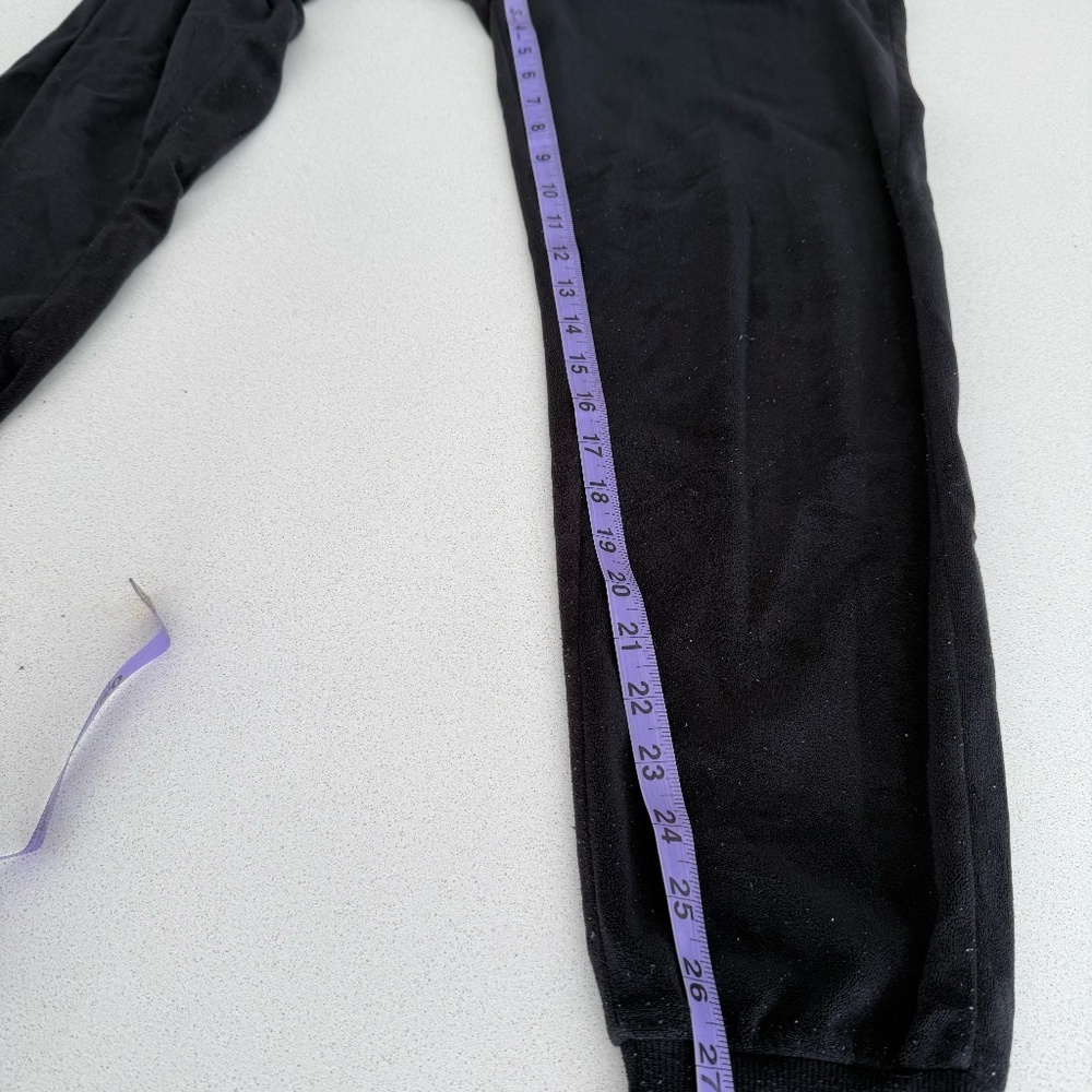 Black Velour Material Drawstring Sweatpants/Joggers - Picture 4 of 5